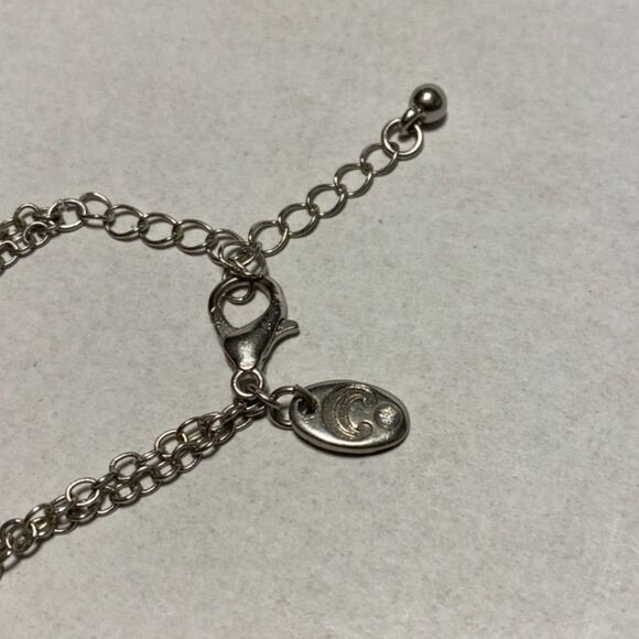 Charming Charlie Necklace Double Layer Silver Leaf Filigree Roughly 20" Long - Picture 5 of 7